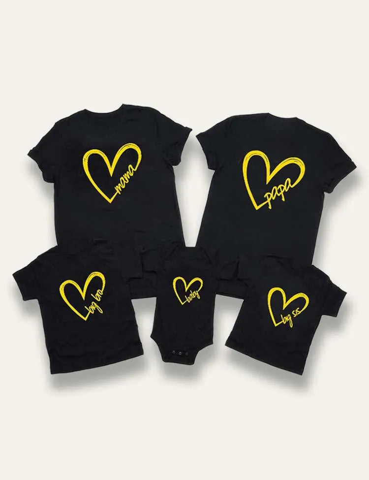 Valentine's Day Papa Mama Letter Printed Family Matching T-Shirt - Mini Taylor