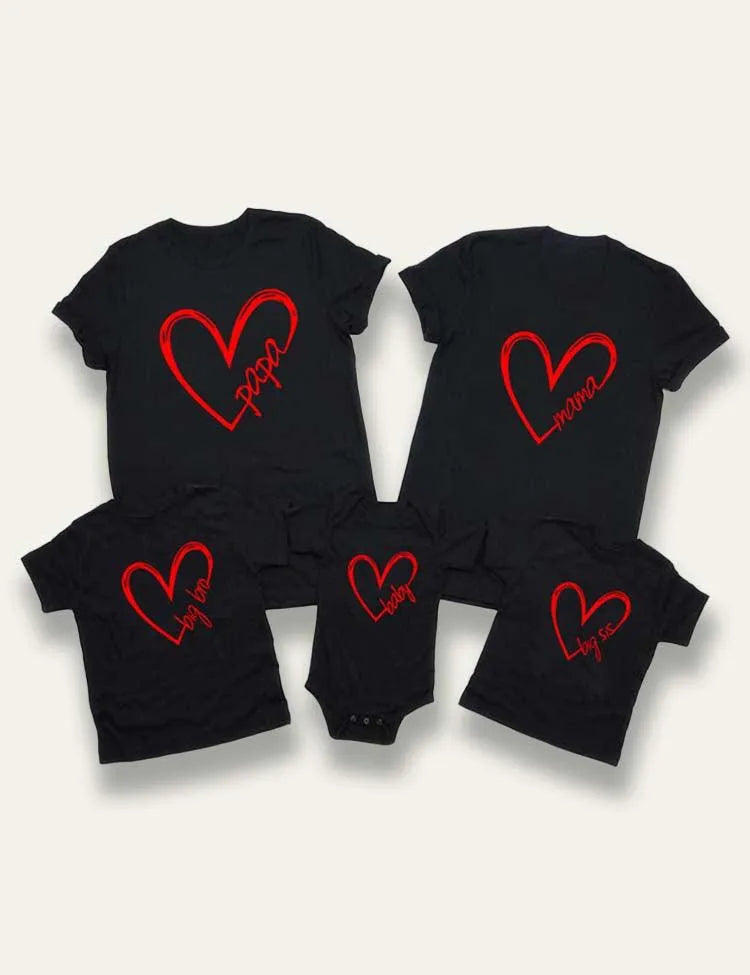 Valentine's Day Papa Mama Letter Printed Family Matching T-Shirt - Mini Taylor