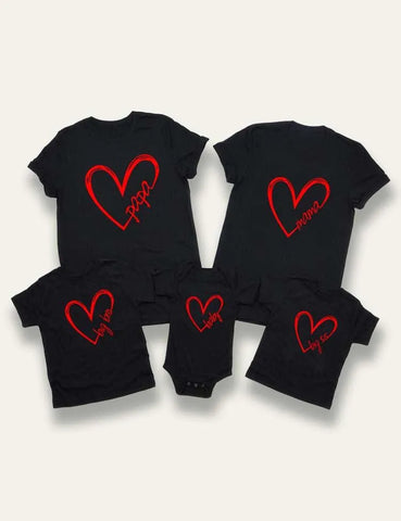 Valentine's Day Papa Mama Letter Printed Family Matching T-Shirt - Mini Taylor