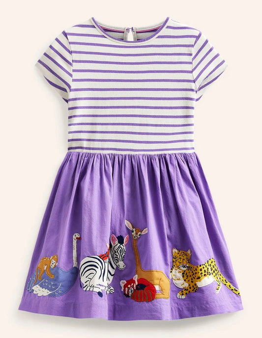 Robe à appliqué d'animaux du zoo