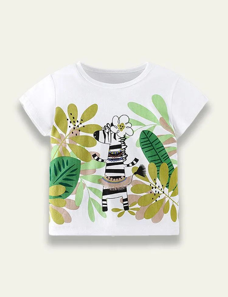 Zebra Printed Round Neck T-shirt - Mini Taylor