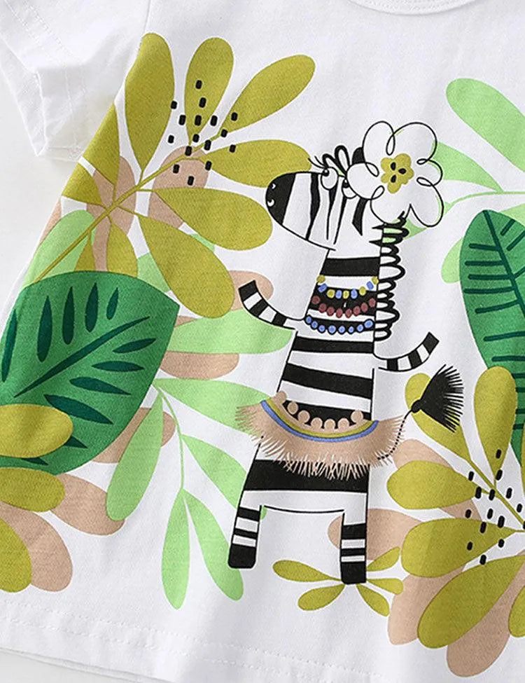Zebra Printed Round Neck T-shirt - Mini Taylor